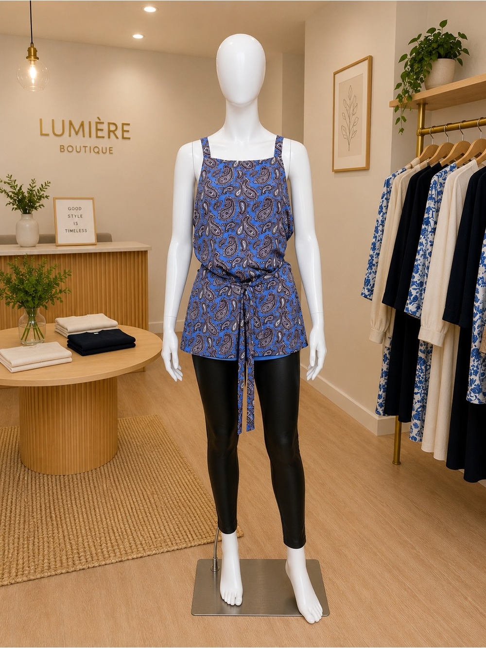 Banana Republic Blue Paisley Tie-Front Tank